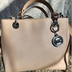 Michael Kors Cynthia Ballet Medium Saffiano Leather Satchel Handbag
